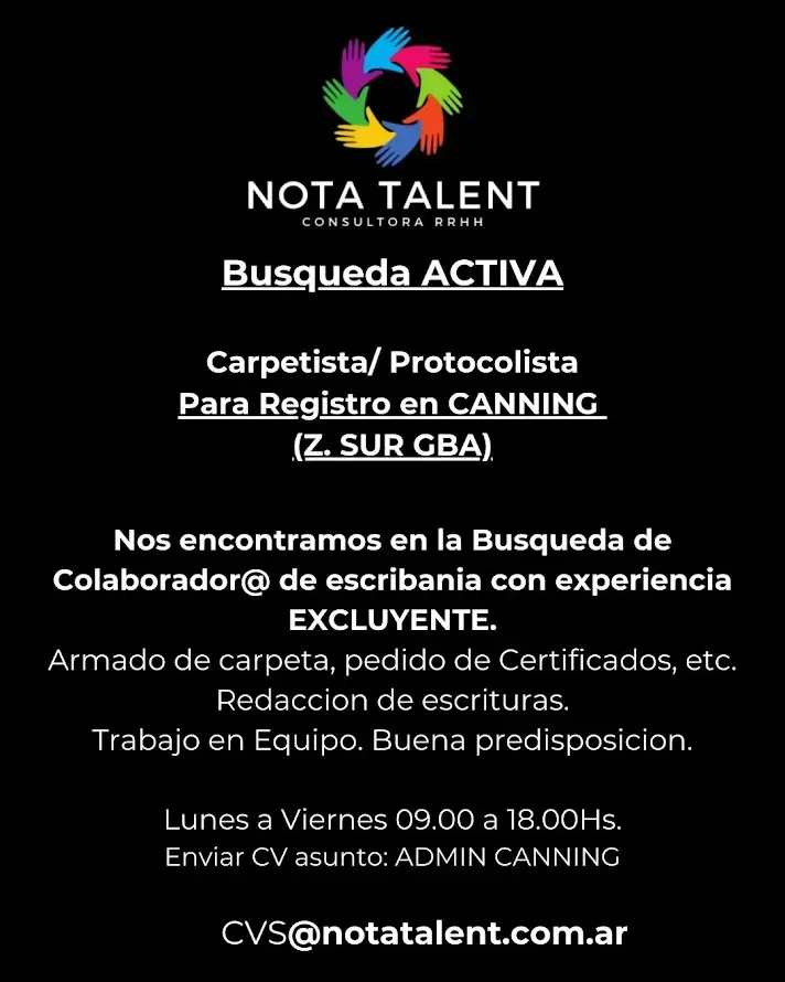 Oferta de empleo de Nota Talent para operario/a de alfombras/protocolista en Canning, Zárate