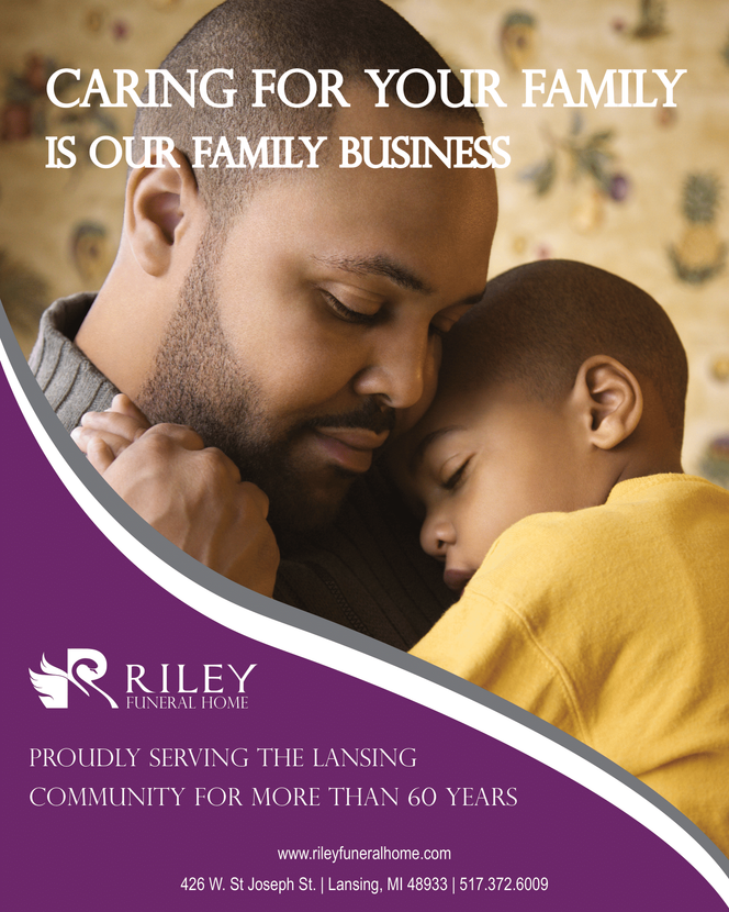 A person holds a child close, with text reading