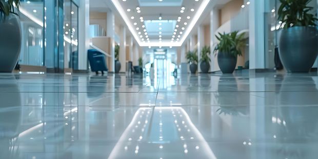 Polished office hallway