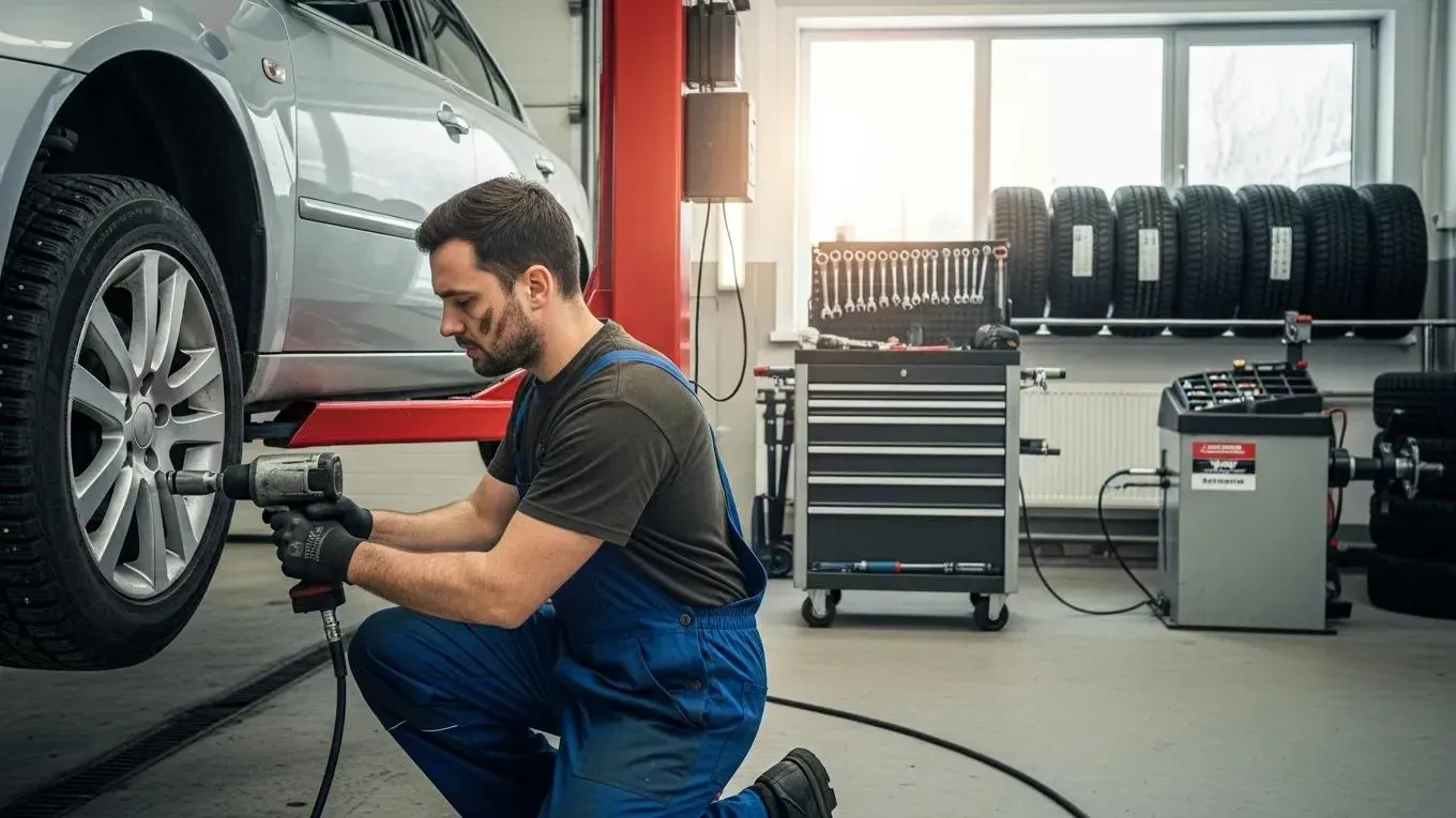 Winter tyres being fitted ahead of the season on Hopatcong's lakeside grades