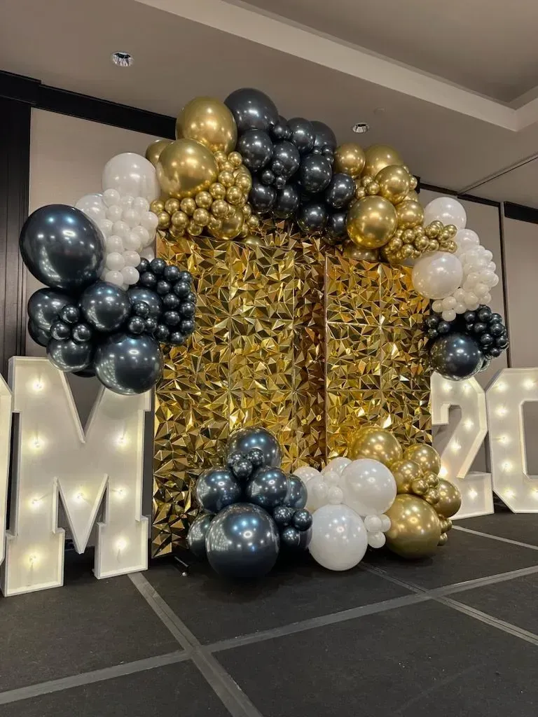 Prom backdrop: lit letters