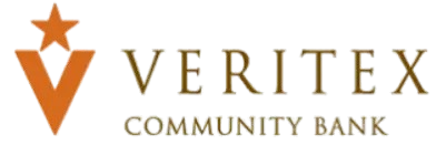 The veritex community bank logo is shown on a white background