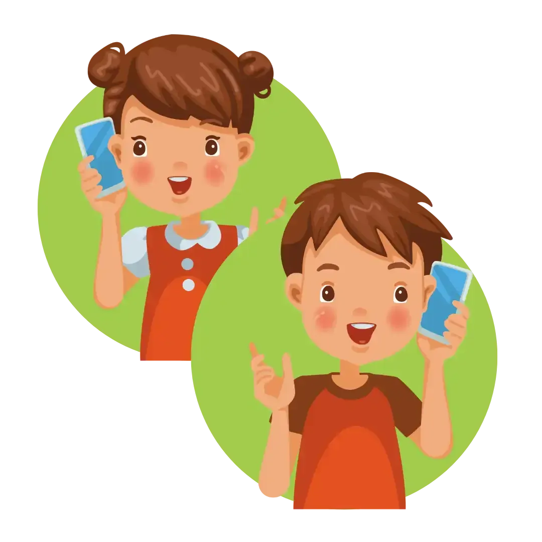 A boy and a girl are talking on their cell phones.