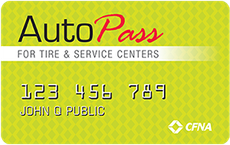A yellow autopass card for tire and service centers | Ode Auto Repair & Tire