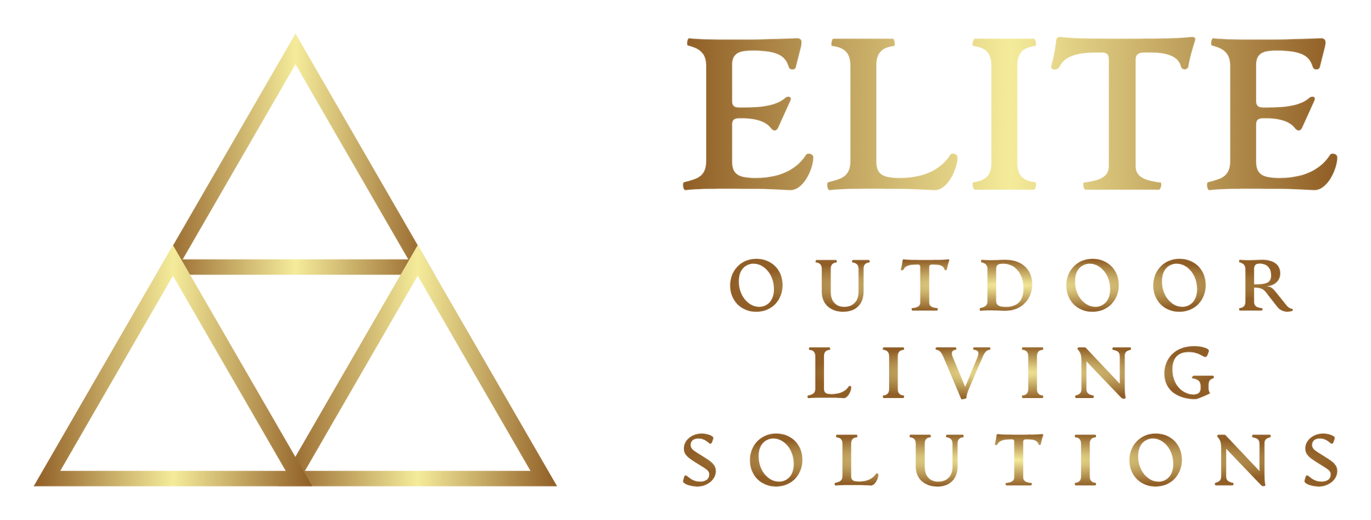 Gold logo with stacked triangles,