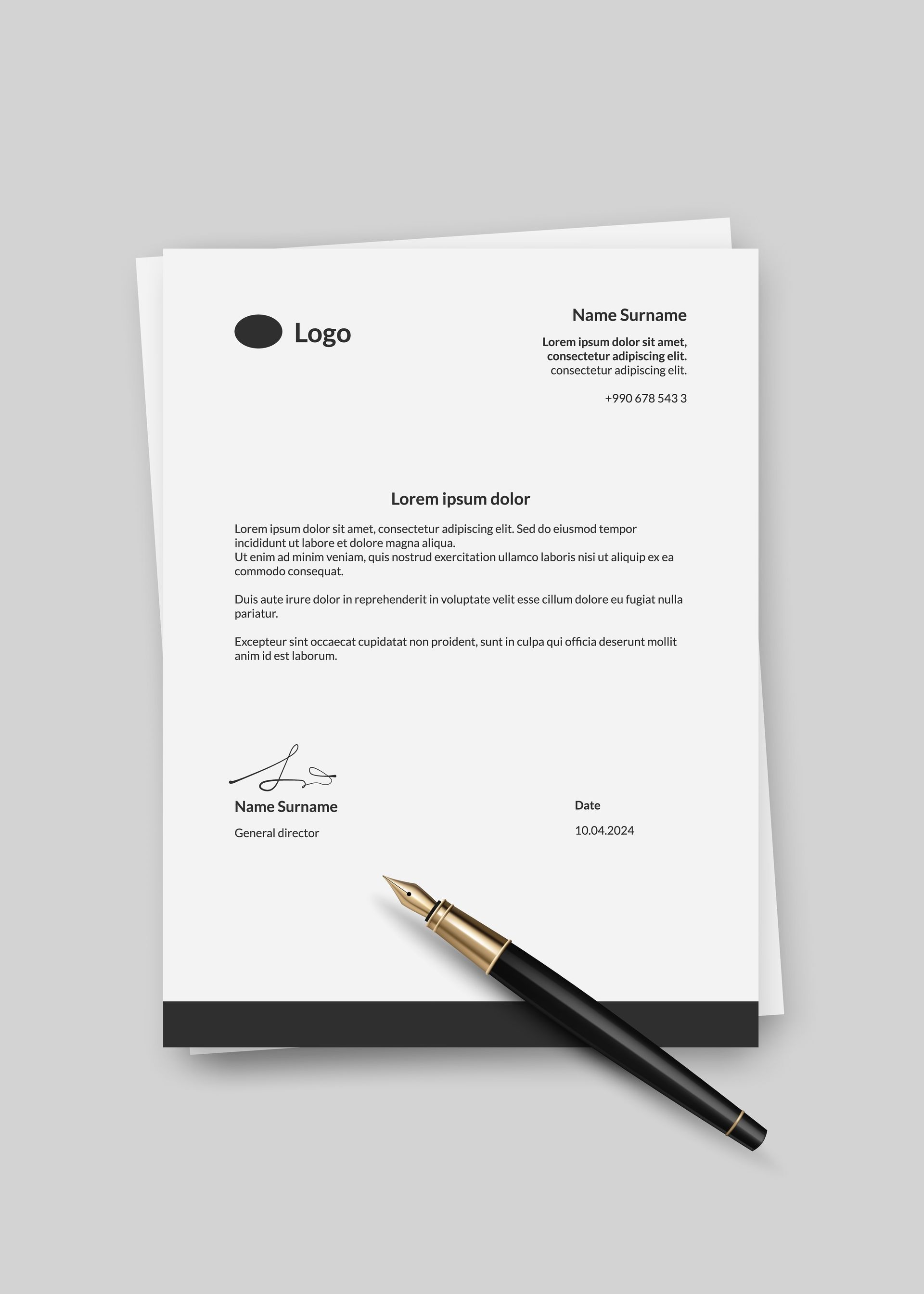 A pen is sitting on top of a piece of paper.