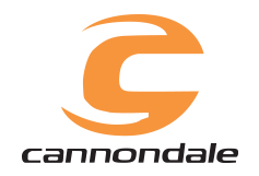 An orange cannondale logo on a white background