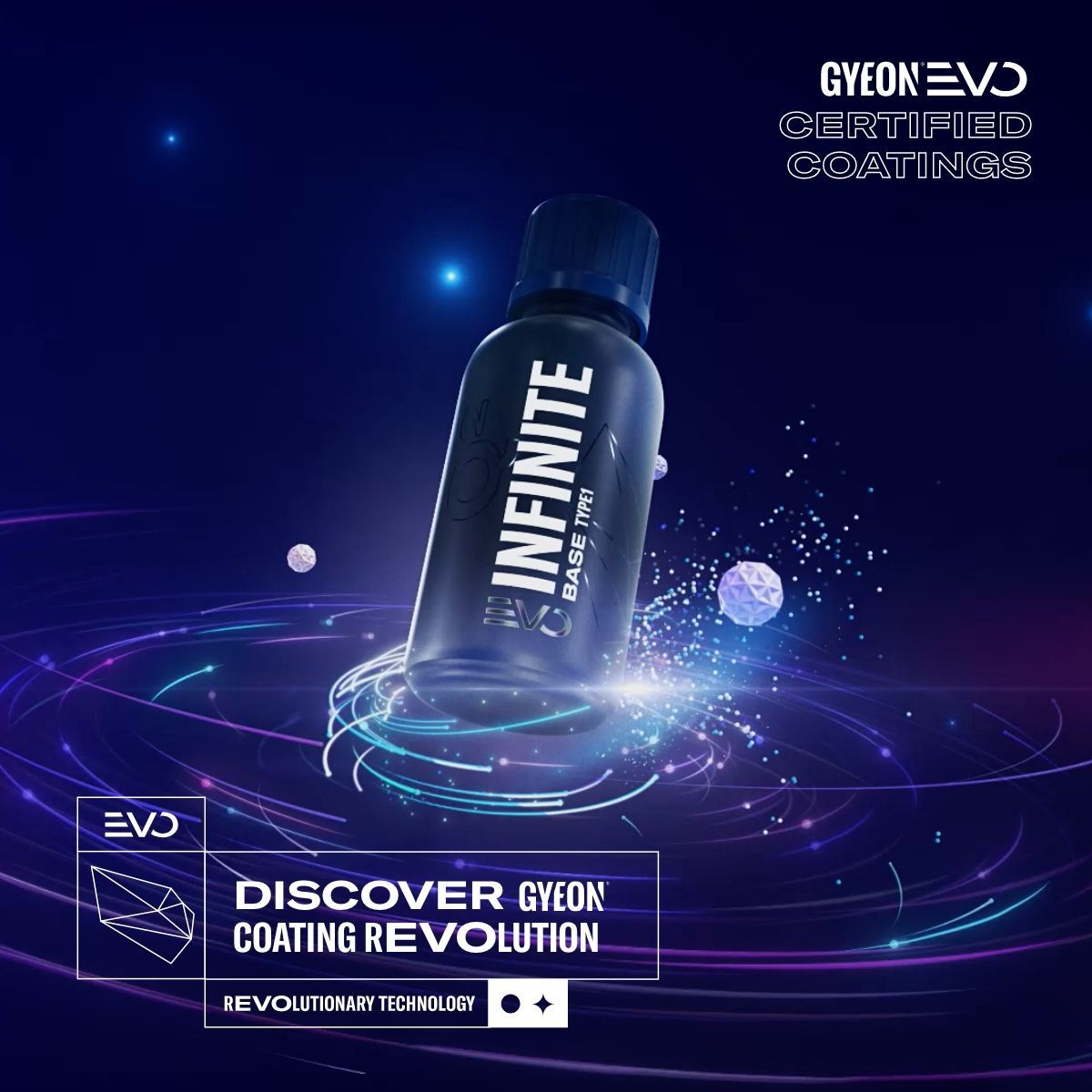 Nevo Infinite Coating Bottle on Glowing Purple Futuristic Background — Straightline Detailing Cairns in Bungalow, QLD