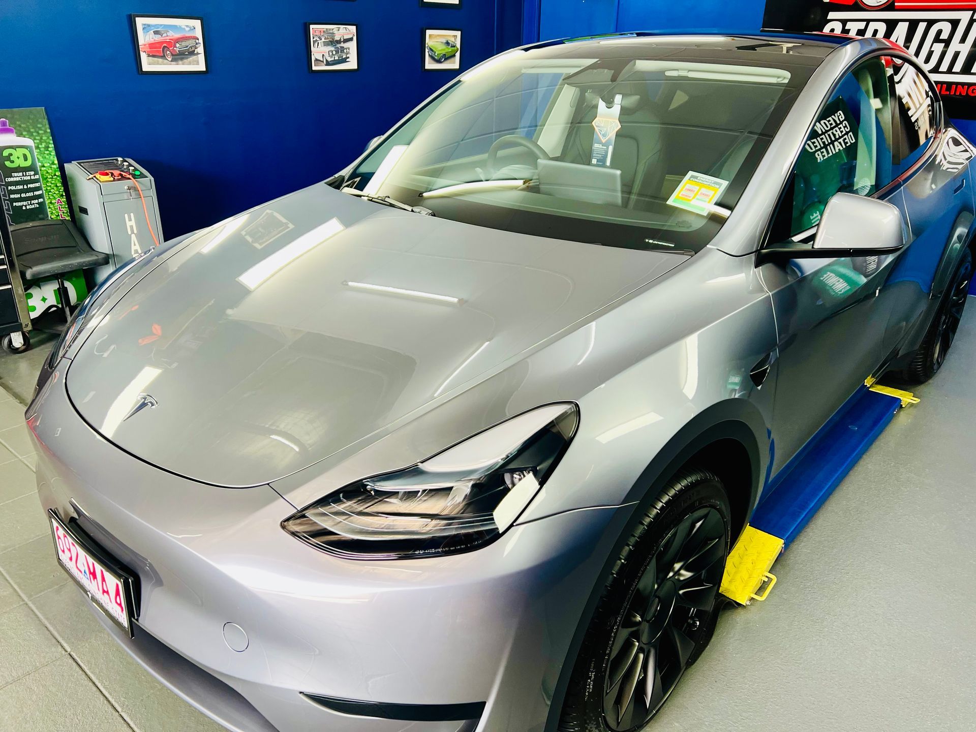 Silver Sedan in A Garage, Angled Front View — Straightline Detailing Cairns in Bungalow, QLD