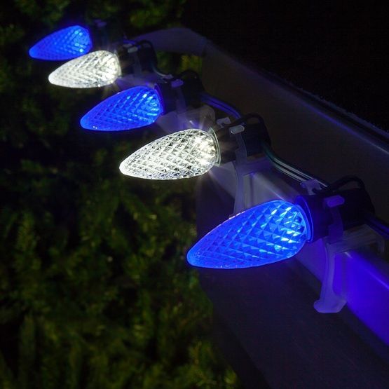 blue and white christmas lights