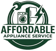 Green Affordable Appliance Service logo with washer, fridge, and lightning bolt icon