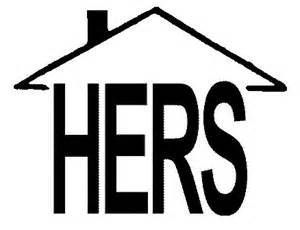 A black and white logo of a house with the word hers on it.