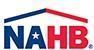 A red , white and blue logo for nahb.