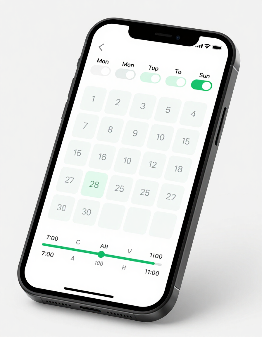 GreenBeam App scheduling interface