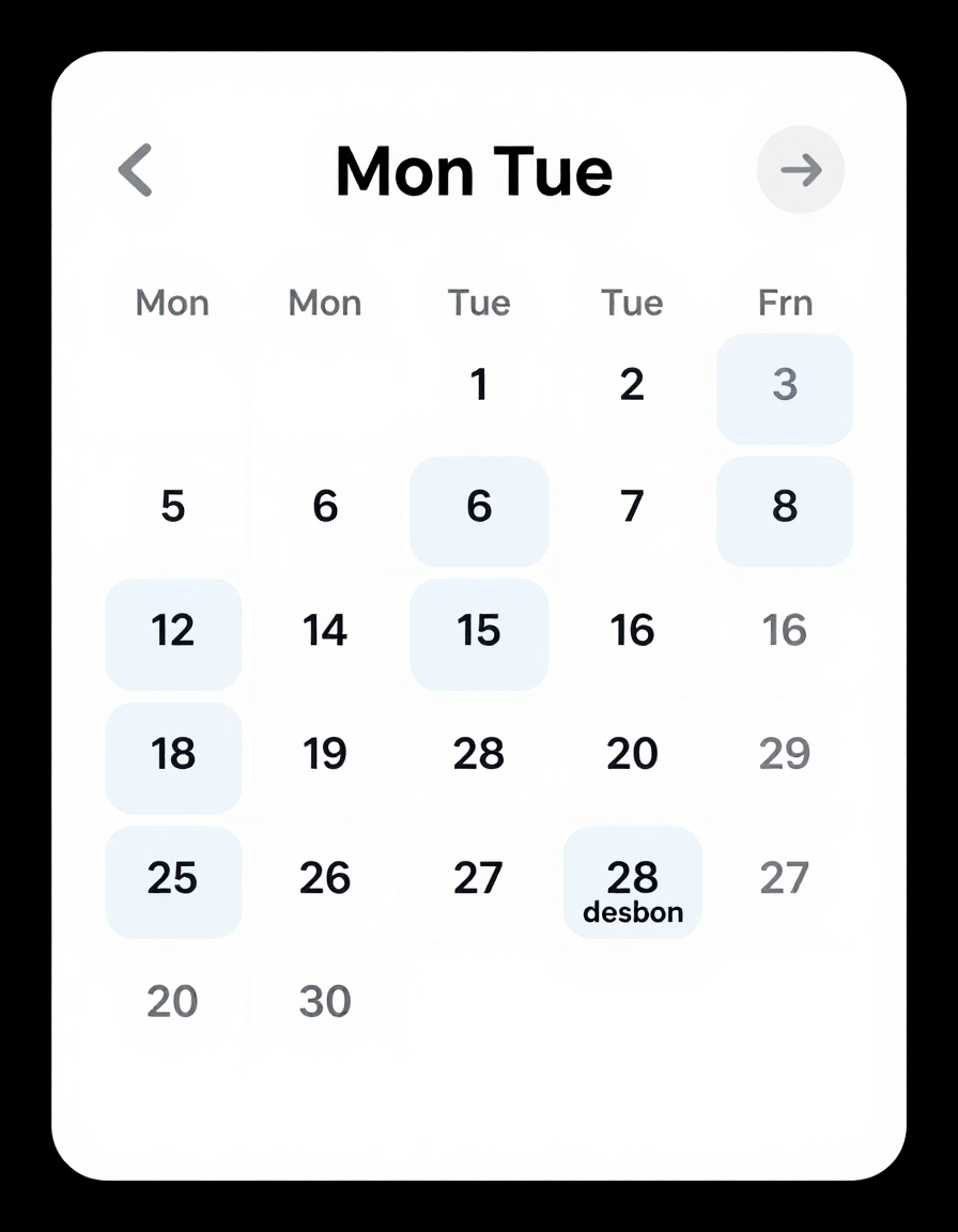 GreenBeam App screenshot &mdash; scheduling view.