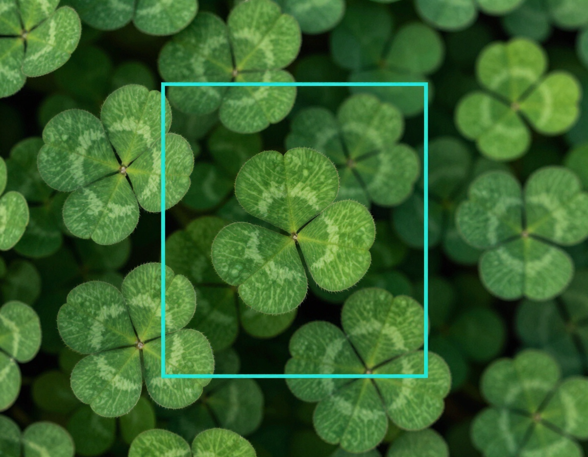 Clover groundcover with Photon Cyan bounding box overlay.