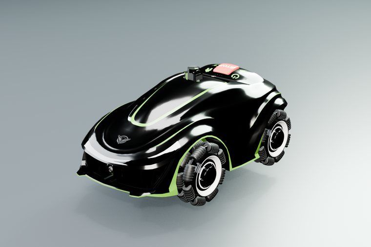 The GreenBeam System robot in black with green accents.