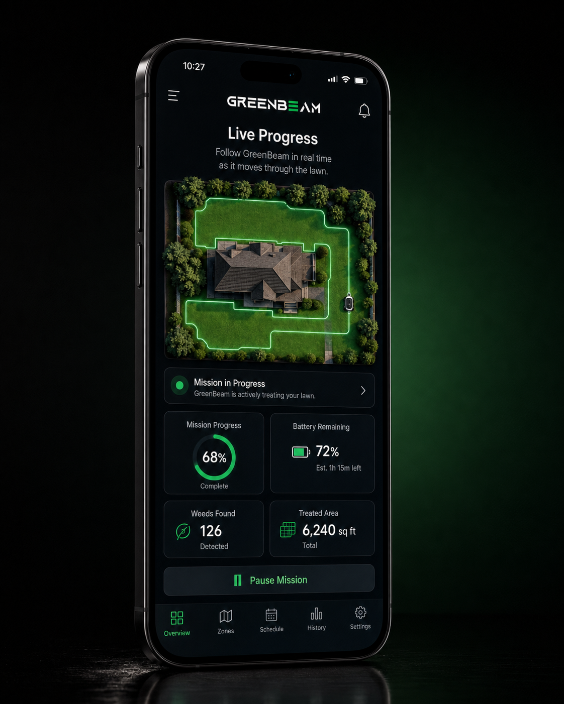 GreenBeam App live tracking map