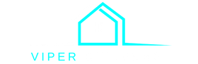 Light blue house outline with a line extending to the right, and the word VIPER below it.