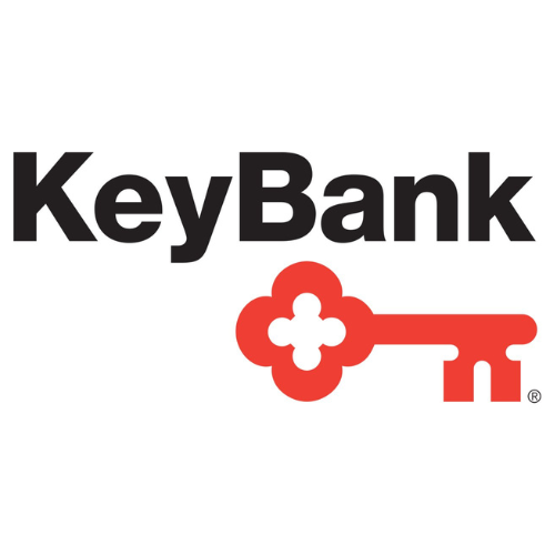 A key bank logo with a red key on a white background