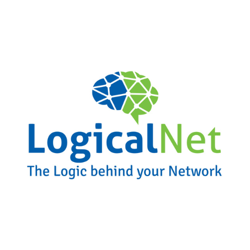 A logo for logical net , the logic behind your network.