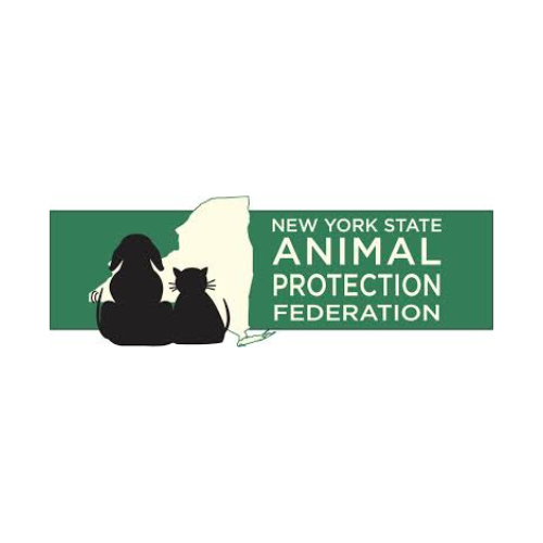 The new york state animal protection federation logo shows a dog and a cat.