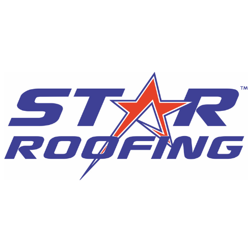 The logo for star roofing has a red star on it.