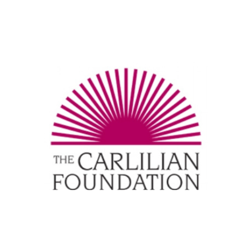 A logo for the carlilian foundation with a pink sun