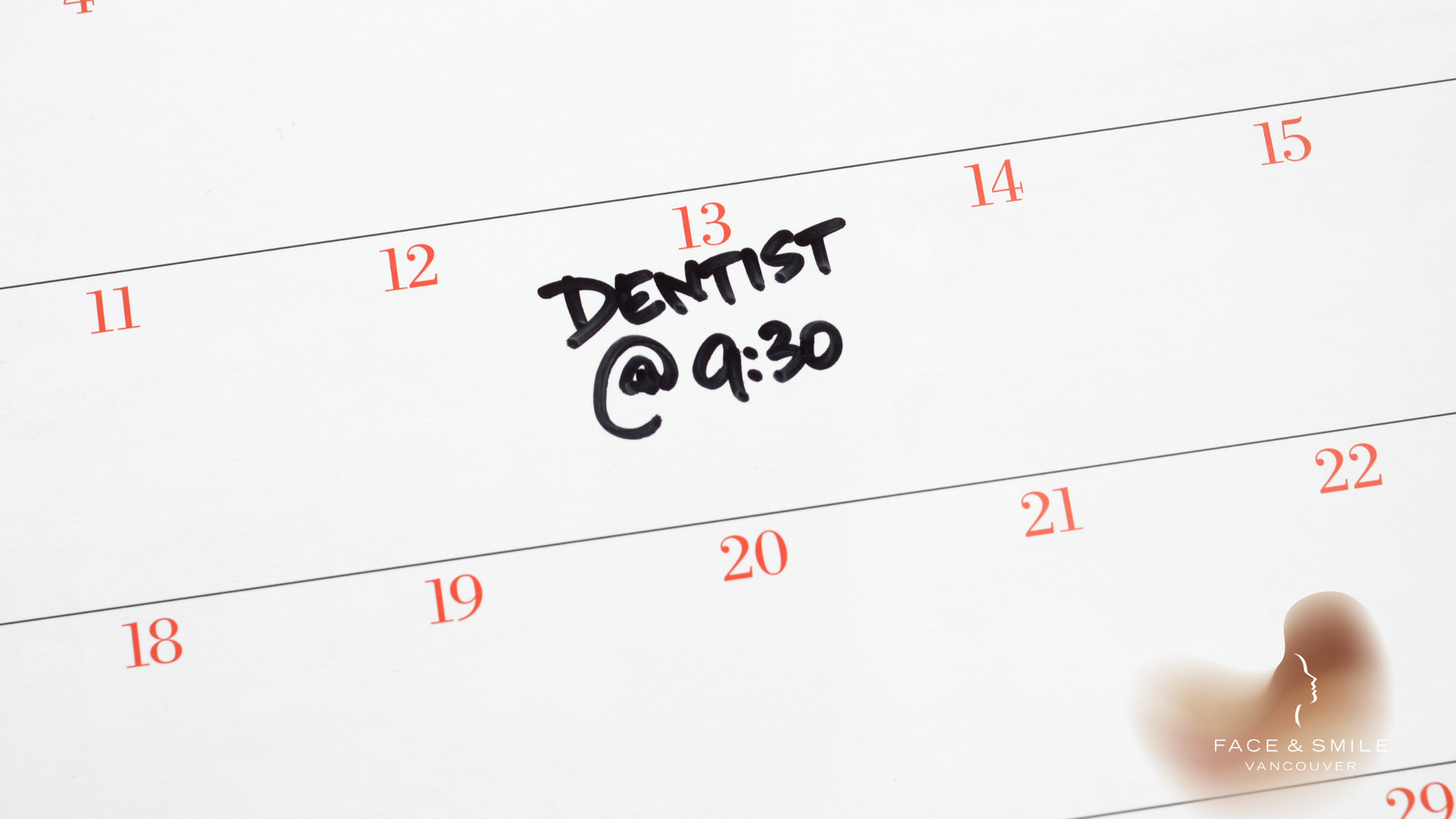 A calendar shows a dentist appointment at 9:30