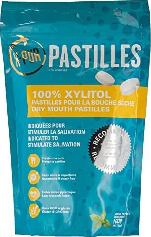 A bag of 100 % xylitol dry mouth pastilles.