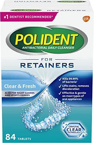 Polident for retainer antibacterial daily cleanser clear & fresh 84 tablets