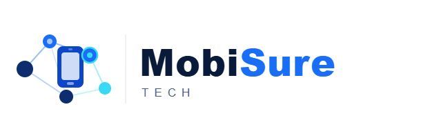MobiSure Tech logo with a blue smartphone icon and dark blue and light blue text on white background