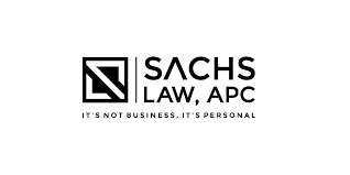 Logo for Sachs Law, APC featuring a stylized letter S icon and the tagline