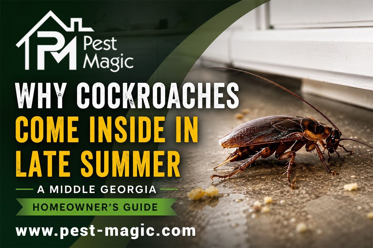 Cockroach near a baseboard inside a Middle Georgia home during late summer