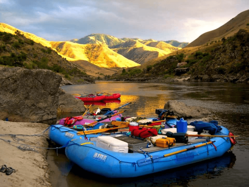 A Blue Raft Parked Near River
