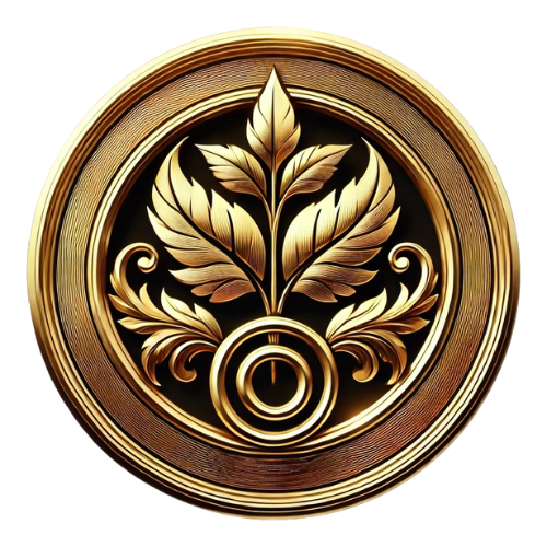 Prosperity & Growth – A gold emblem featuring a flourishing plant with elegant leaves, representing wealth, sustainability, and financial growth.