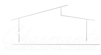 Simple line drawing of a building roof profile with vertical supports and a central raised section