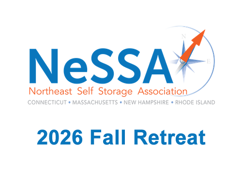 Logo for Northeast Self Storage Association. Includes states Connecticut, Massachusetts, New Hampshire, and Rhode Island. Text: