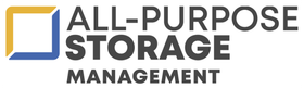 All-Purpose Storage Management logo with blue and gold square icon and gray text