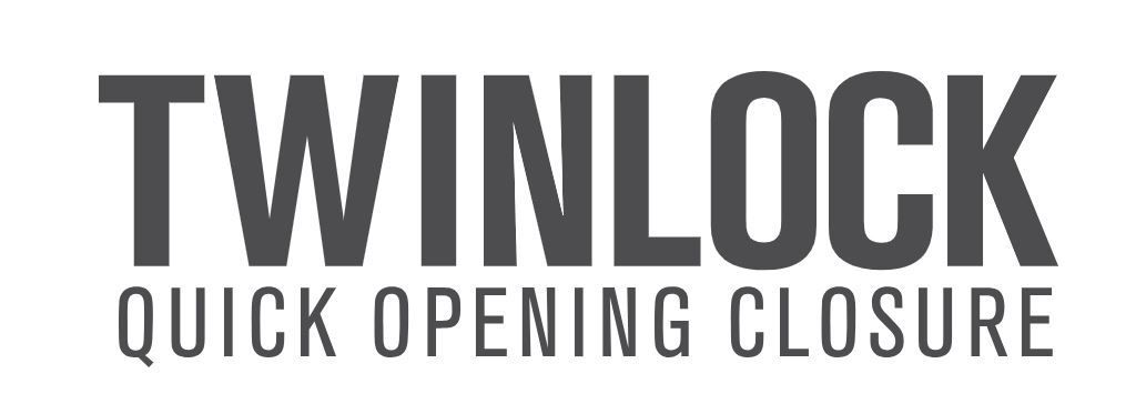 A black and white logo for twinlock quick opening closure