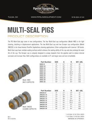 A brochure for multi-seal pigs product description.