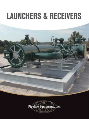 An advertisement for launchers and receivers by pipeline equipment inc.