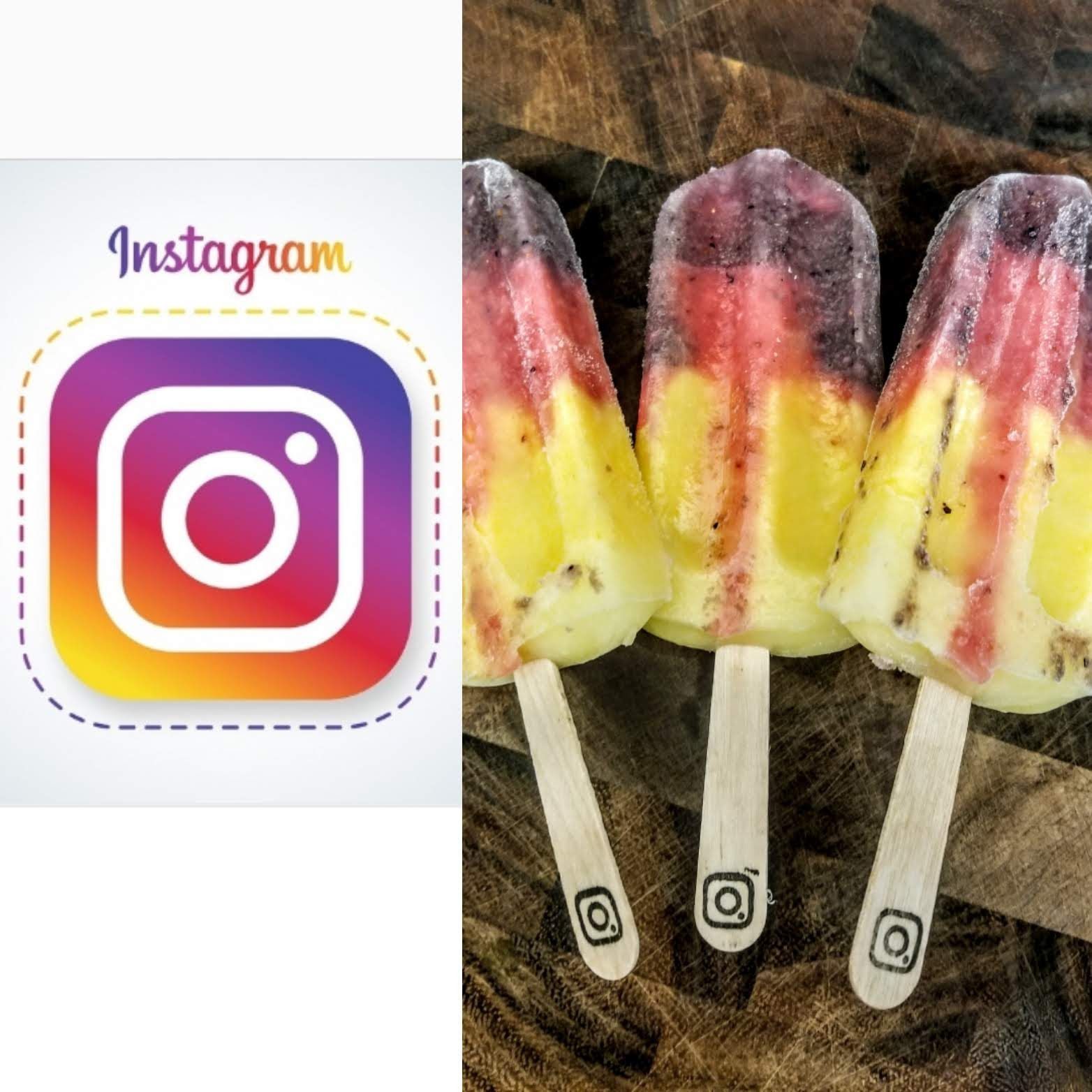 A picture of ice cream next to an instagram logo