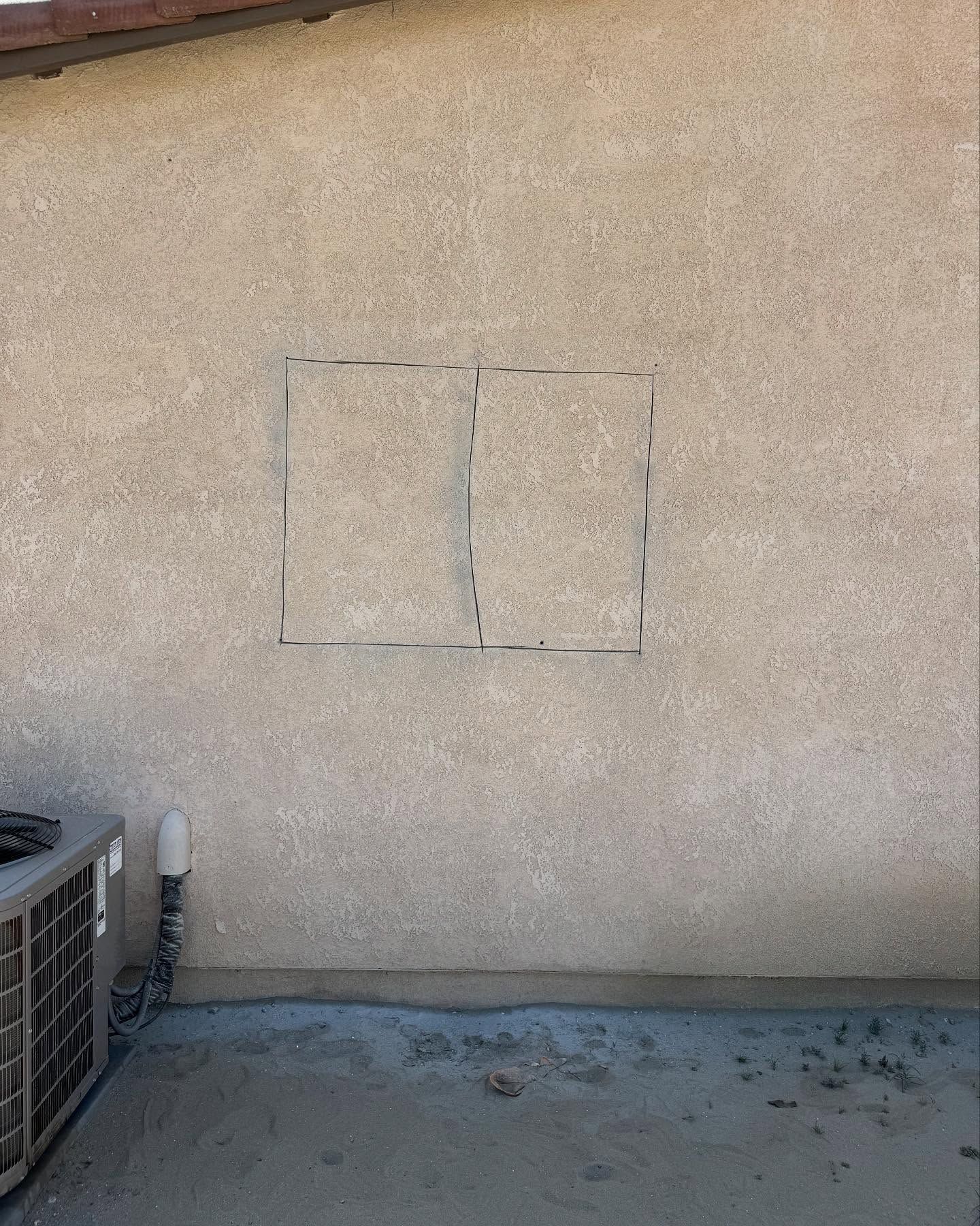Before picture of a wall  that is being broken to install a window. The team of Desert innovations painting and handyman can install this window in no time! 