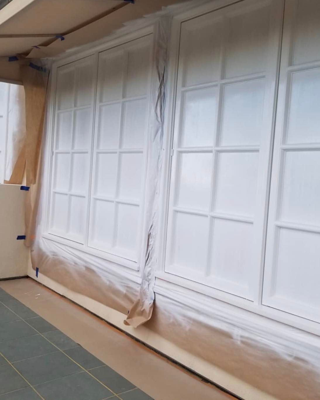 Garage door that is being repainted in Coachella Valley.