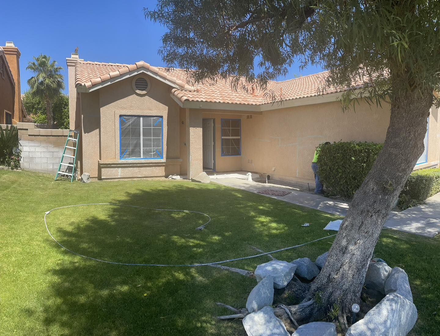 Picture of Coachella Valley home that is being prepared for a painting job.