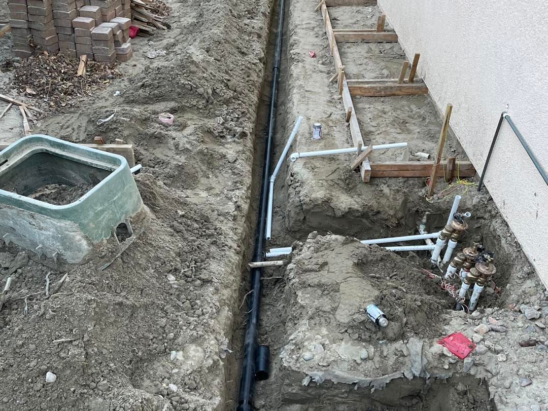 Image of irrigation installation. These irrigations systems will prevent desert landscapes from drying out in the rough summers. 
