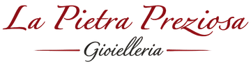 Logo del gioiello “La Pietra Preziosa” in scritta rossa con sottolineatura bordeaux su sfondo bianco.