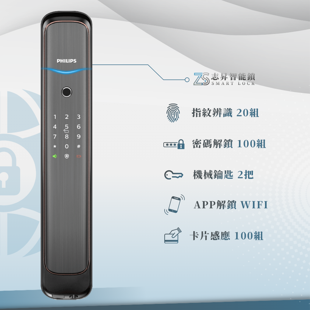 PHILIPS-702E推拉式智能鎖