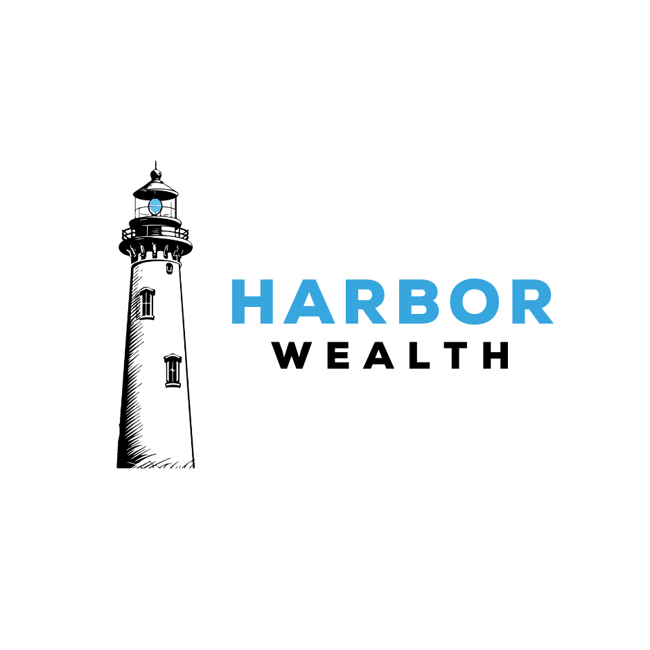 Harbor Wealth logo with a black-and-white lighthouse and blue “HARBOR” text
